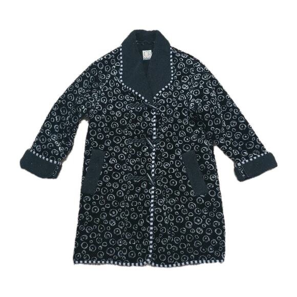 VTG Wraps by Canvasbacks S Velvet Fleece Coat Art to Wear Toggle Buttons Black - Picture 1 of 9